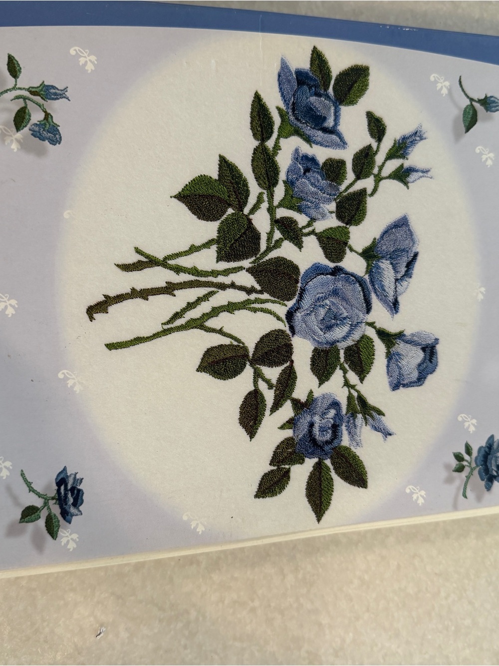 Blue Rose Embroidered Floral Panel software